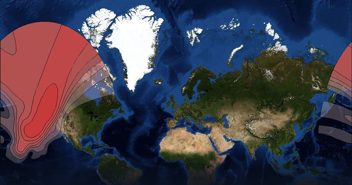 AMC 4 Ku-band Pacific Ocean and North America H beam beam footprint coverage map, Ku band