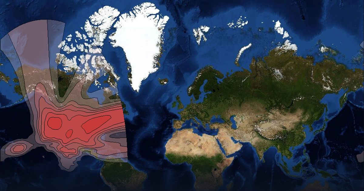 AMC 4 Ku-band Pacific Ocean and CONUS H beam beam footprint coverage map, Ku band