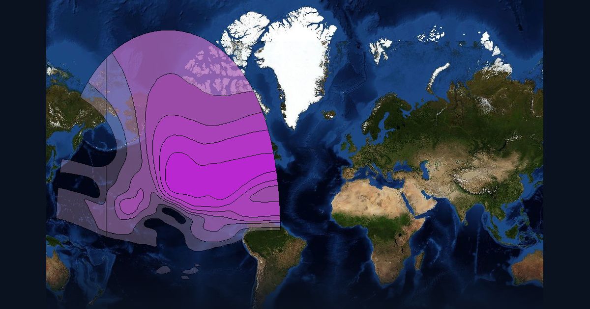 AMC 4 C-band Pacific Ocean, North America and Caribbean H beam beam footprint coverage map, C band