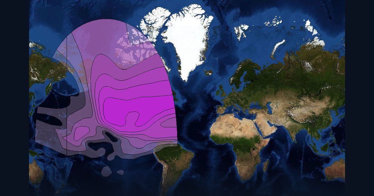 AMC 4 C-band Pacific Ocean, North America and Caribbean V beam beam footprint coverage map, C band