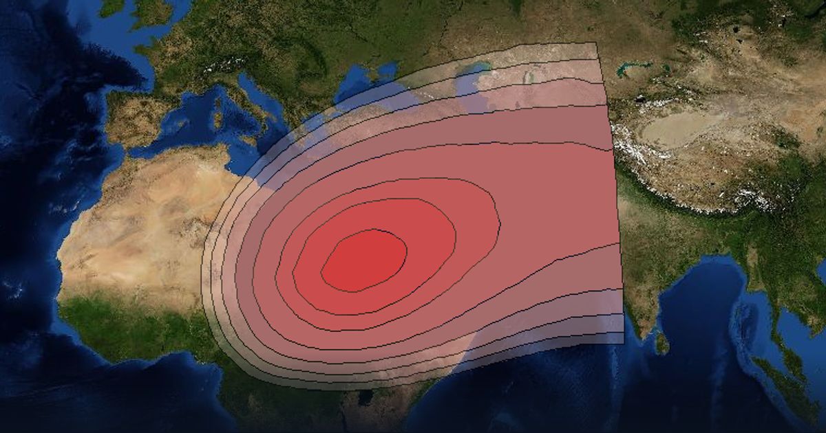 Eutelsat 16B Ku-band Steerable Beam beam footprint coverage map, Ku band