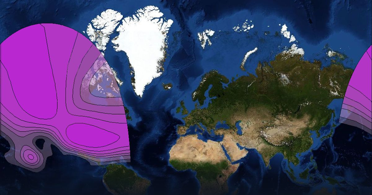 AMC 7 C-band North America V beam beam footprint coverage map, C band