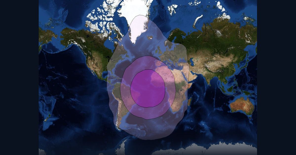 NSS 7 C-band Global Beam beam footprint coverage map, C band