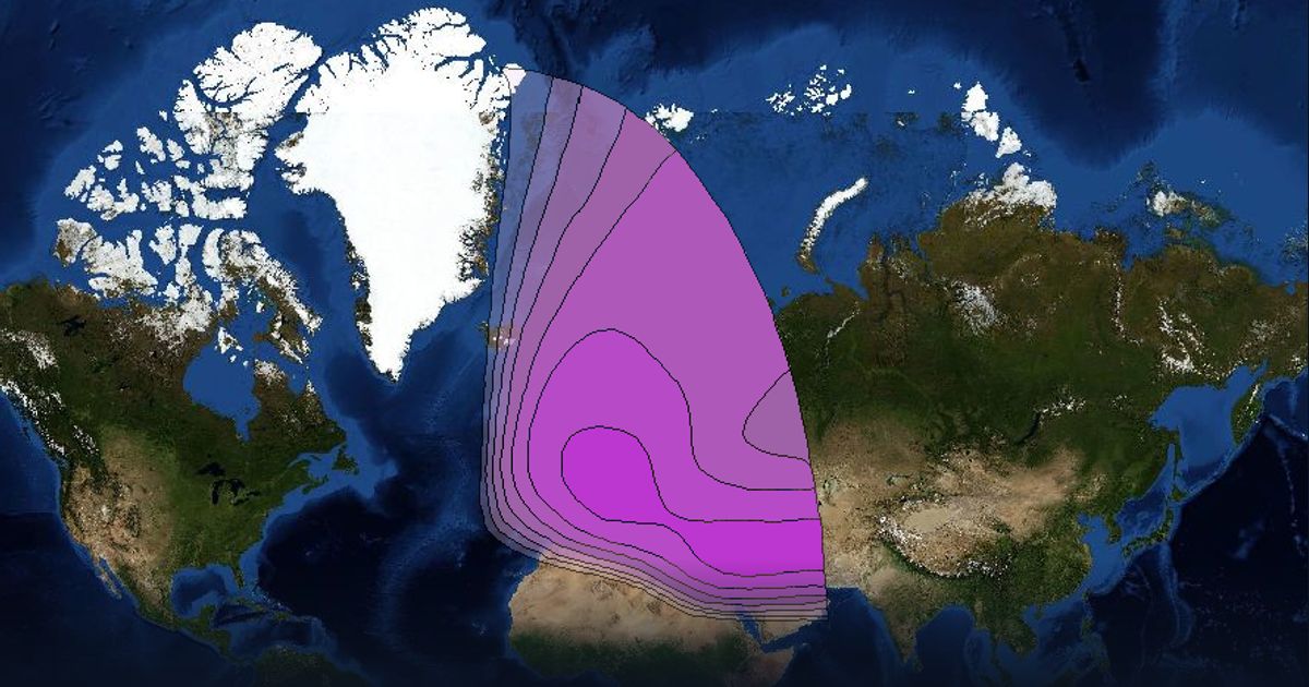 NSS 7 C-band North East Zone Beam beam footprint coverage map, C band