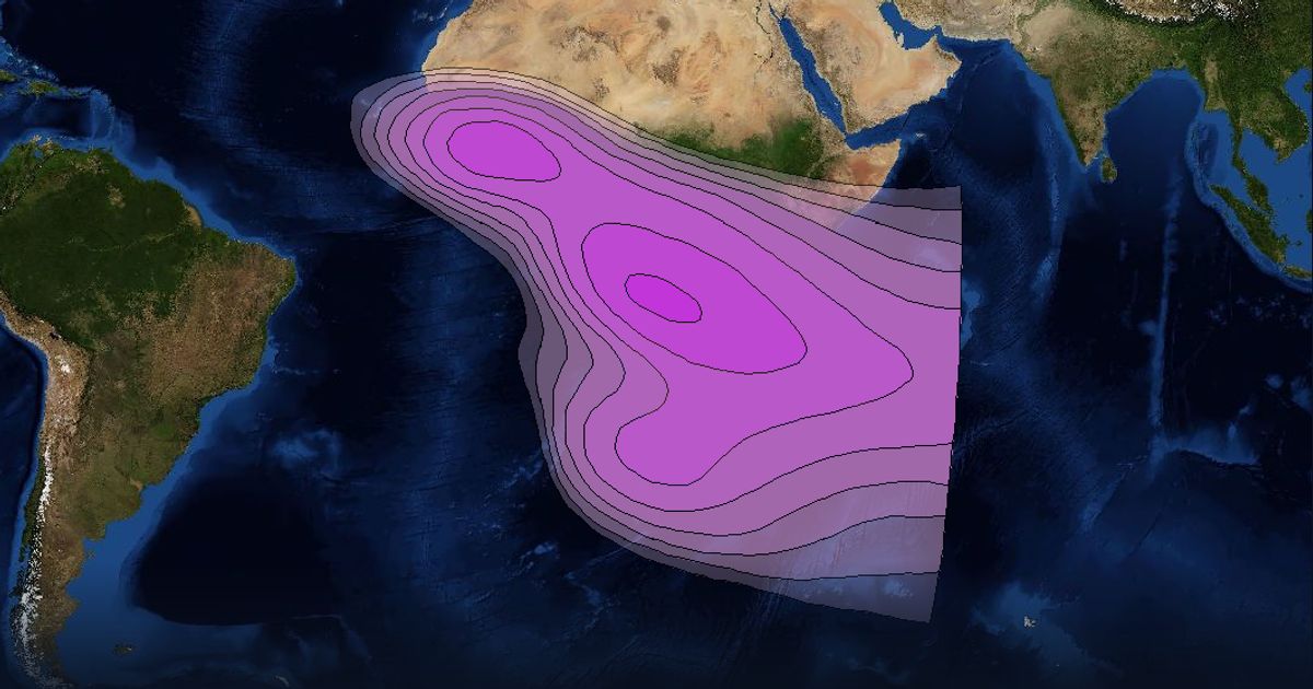 NSS 7 C-band South East Zone Beam beam footprint coverage map, C band