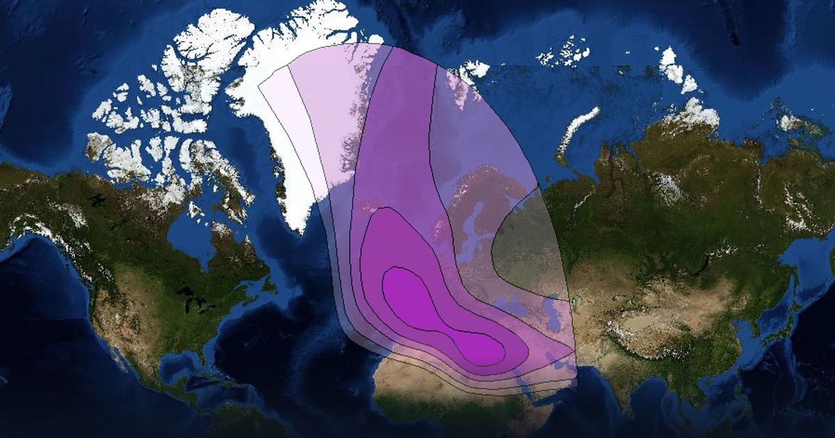 NSS 7 C-band North East Zone Beam beam footprint coverage map, C band