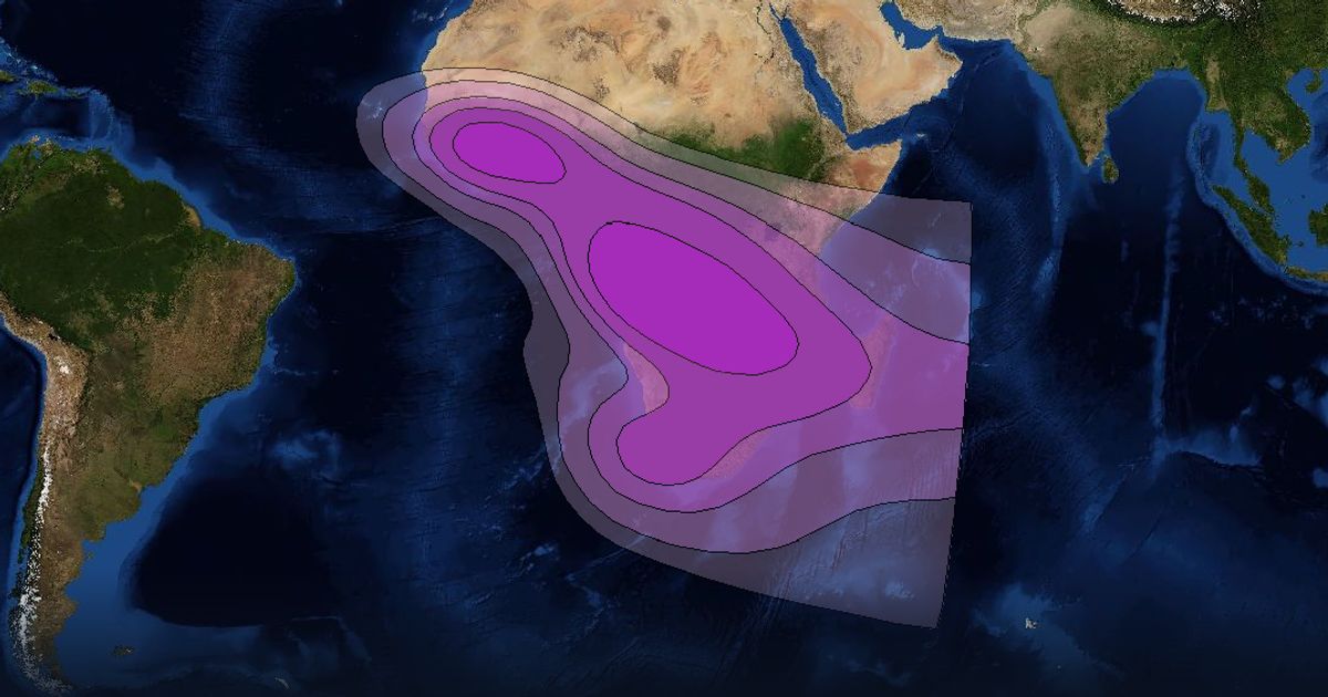 NSS 7 C-band South East Zone Beam beam footprint coverage map, C band
