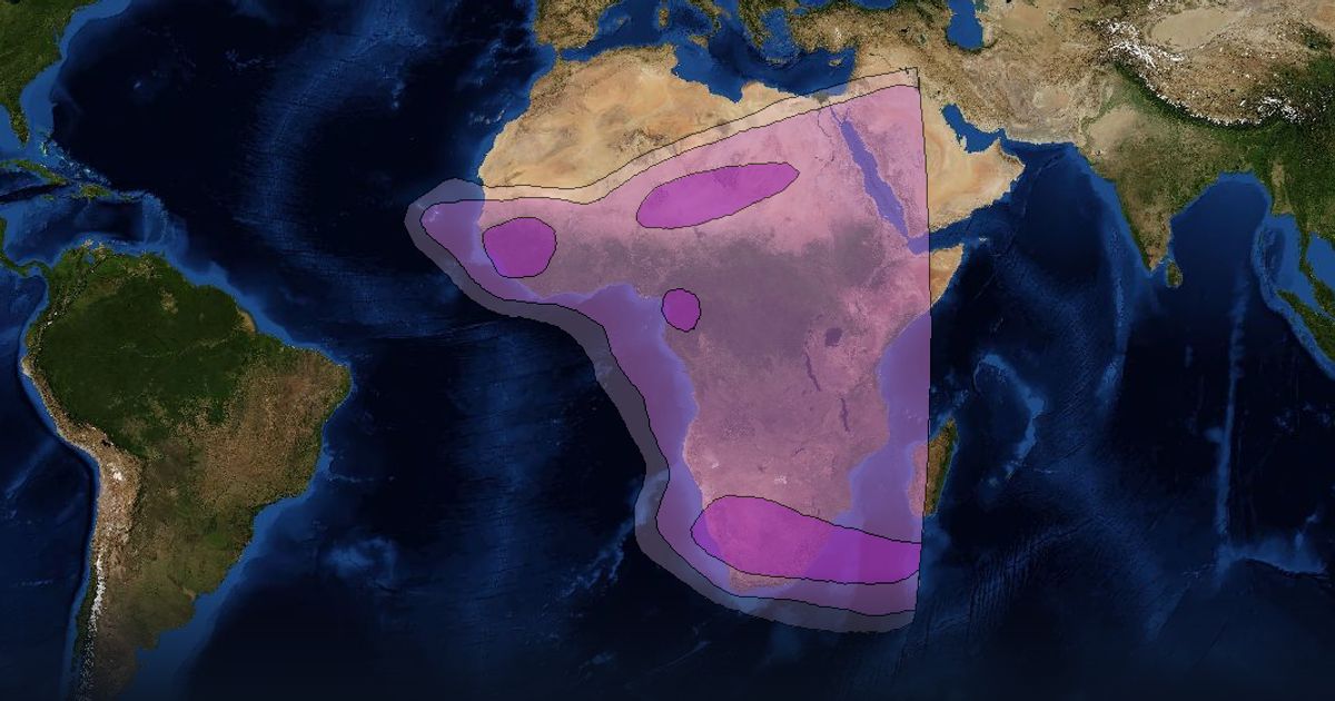 Intelsat 903 C-band South East Zone Beam beam footprint coverage map, C band