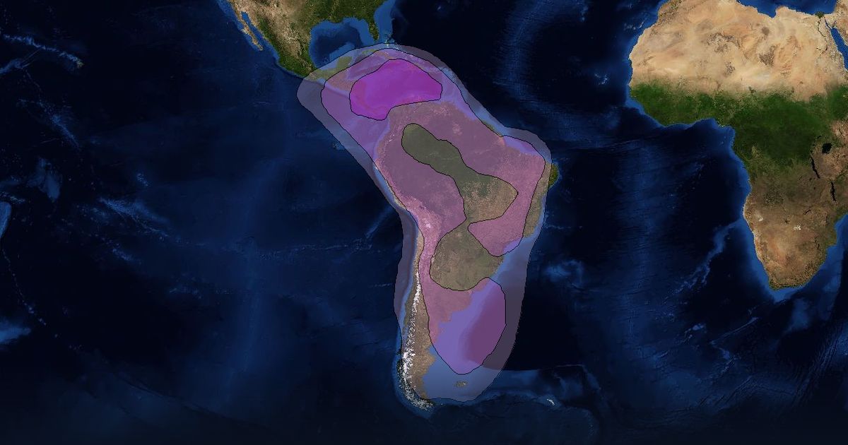 Intelsat 903 C-band South West Zone Beam beam footprint coverage map, C band
