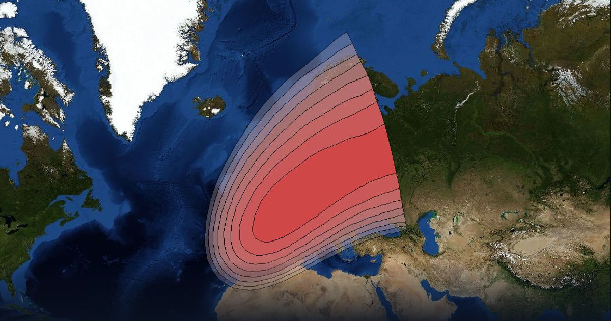 Intelsat 903 Ku-band Spot 1 Beam beam footprint coverage map, Ku band