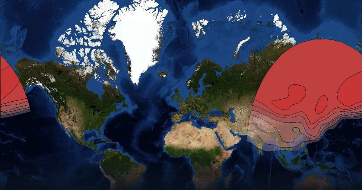 Express AM3 Ku-band Wide Beam beam footprint coverage map, Ku band