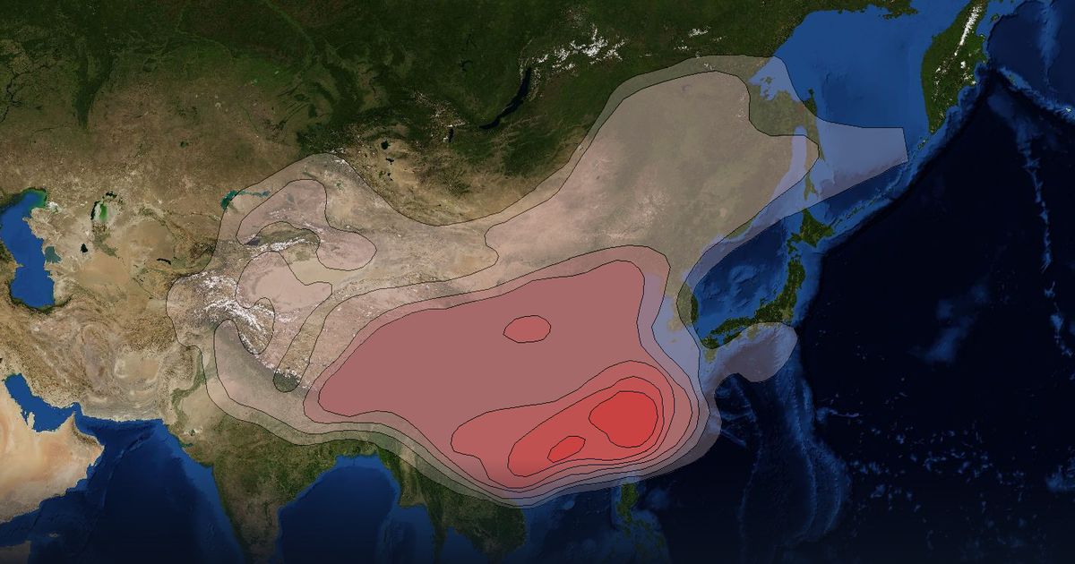 APSTAR 2R Ku-band China Beam beam footprint coverage map, Ku band