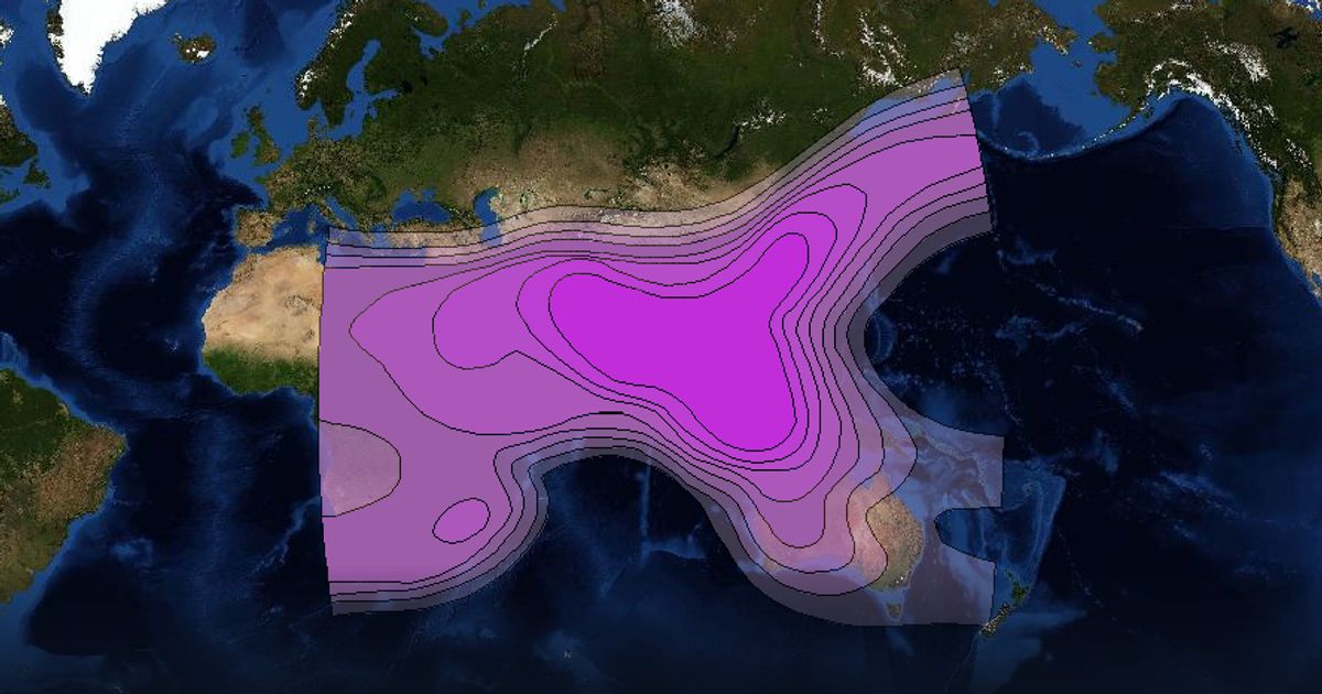 Measat 3 C-band Global Beam beam footprint coverage map, C band
