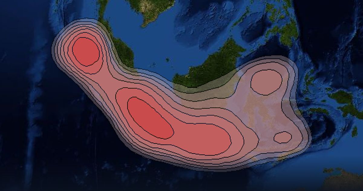 Measat 3 Ku-band Indonesia Beam beam footprint coverage map, Ku band