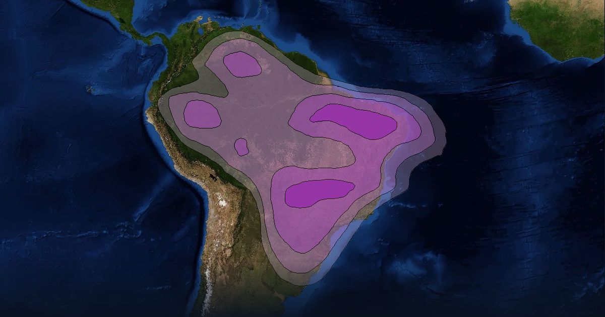 Brasilsat B4 C-band National Beam beam footprint coverage map, C band