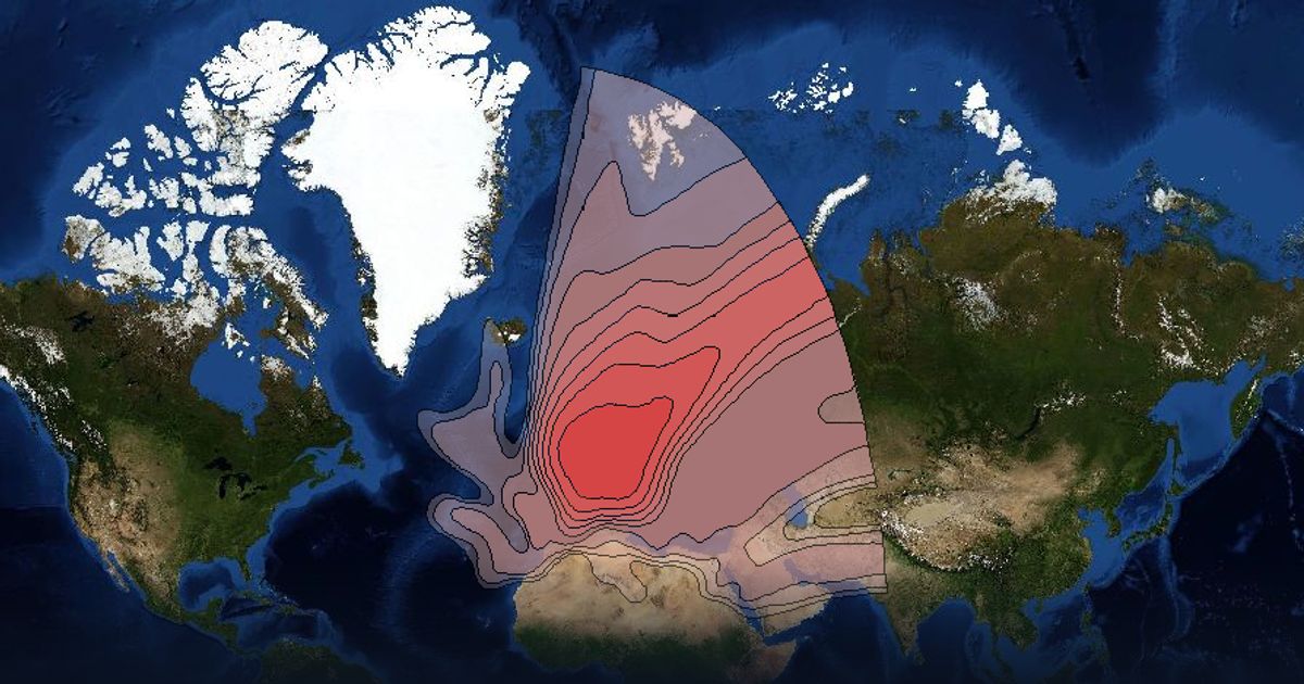 Eutelsat 12 West B Ku-band Europe Beam beam footprint coverage map, Ku band