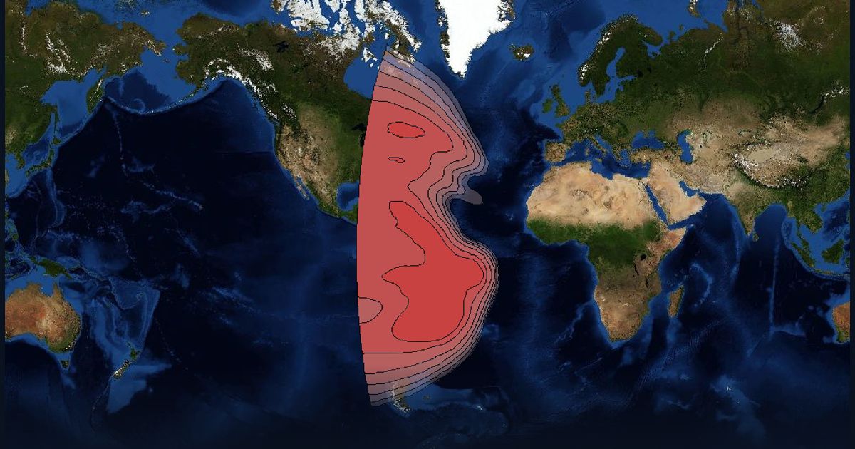 Eutelsat 12 West B Ku-band America Beam beam footprint coverage map, Ku band