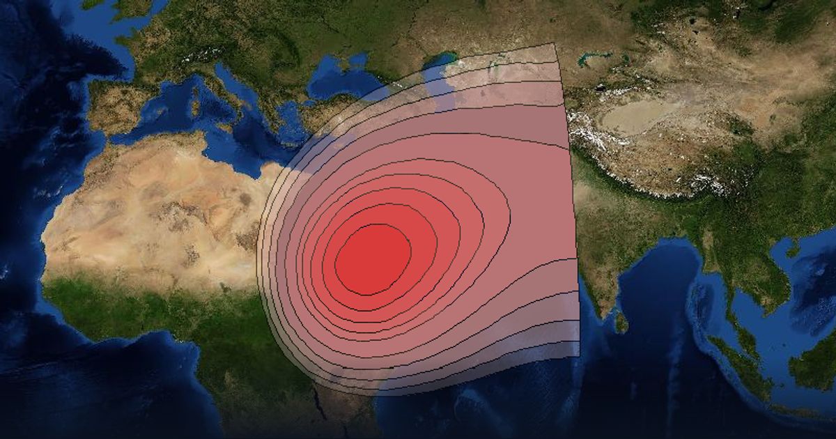 Eutelsat 12 West B Ku-band Steerable Beam beam footprint coverage map, Ku band