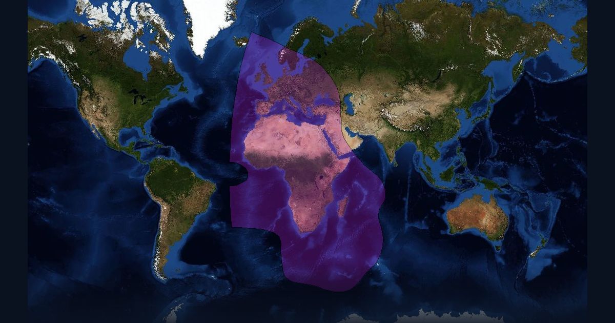 Intelsat 706 C-band Global Beam beam footprint coverage map, C band