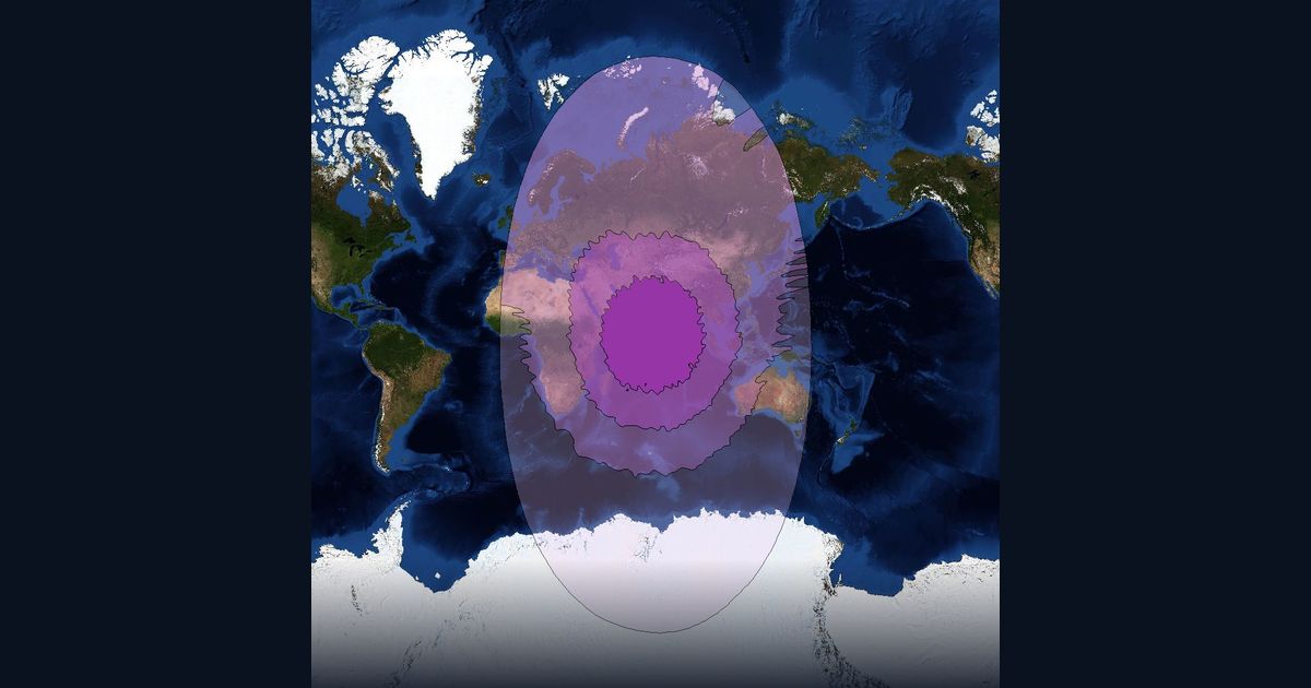 Intelsat 706 C-band Global B Beam beam footprint coverage map, C band
