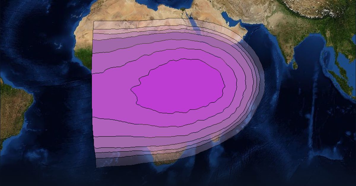 Intelsat 706 C-band Spot A beam beam footprint coverage map, C band