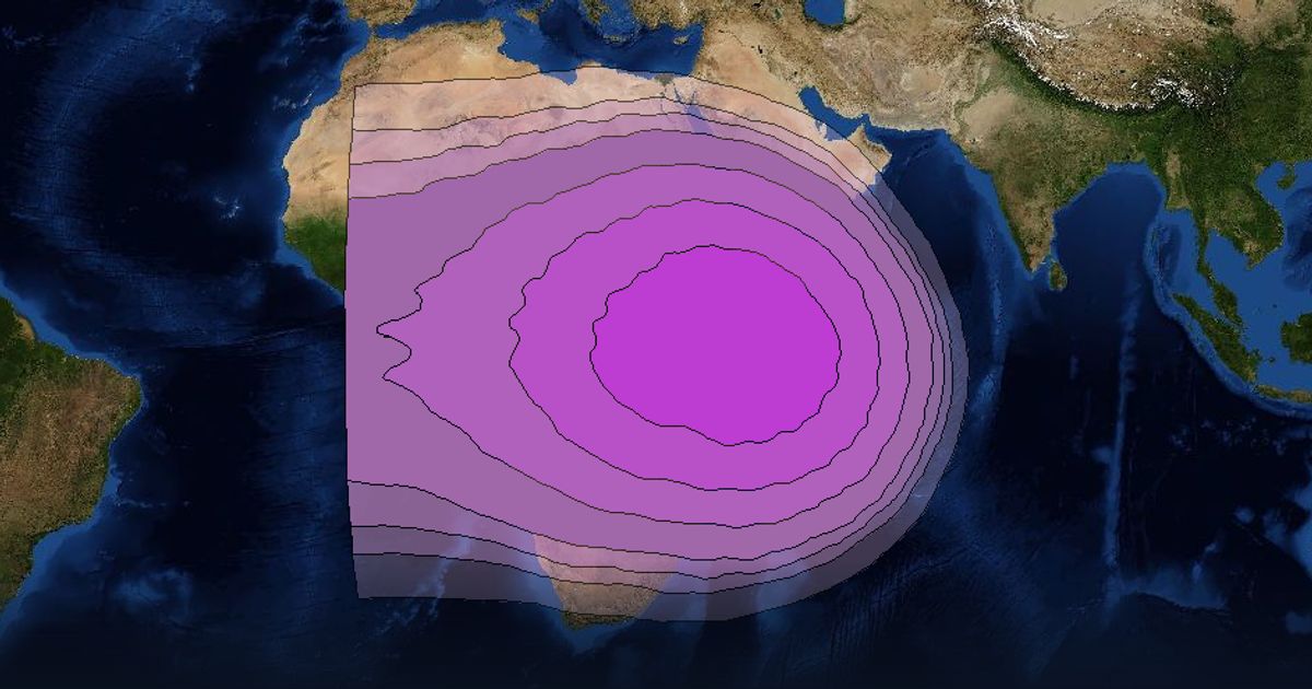 Intelsat 706 C-band Spot B beam beam footprint coverage map, C band