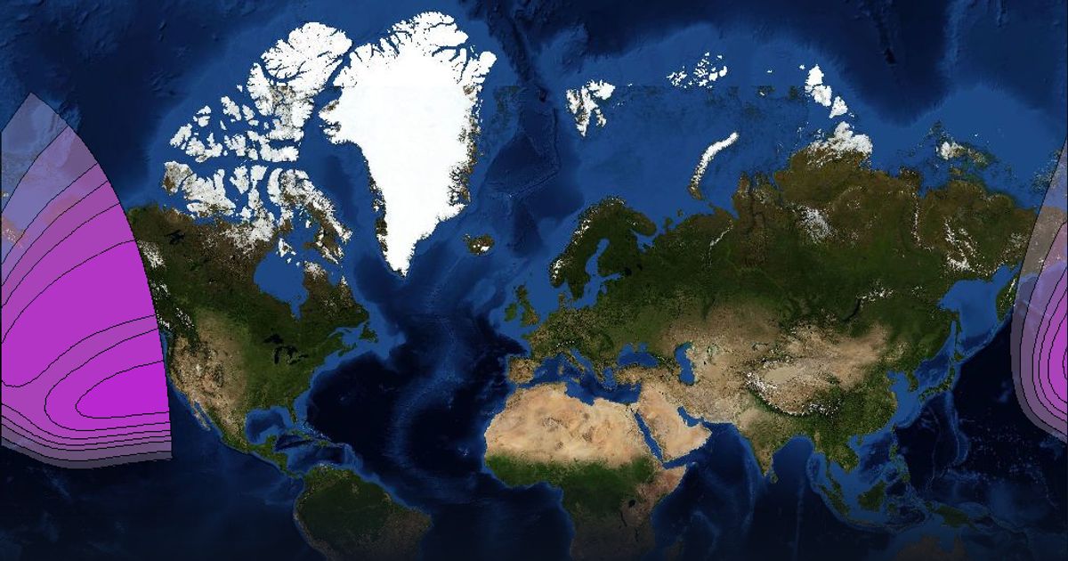 Intelsat 706 C-band North East Zone beam beam footprint coverage map, C band