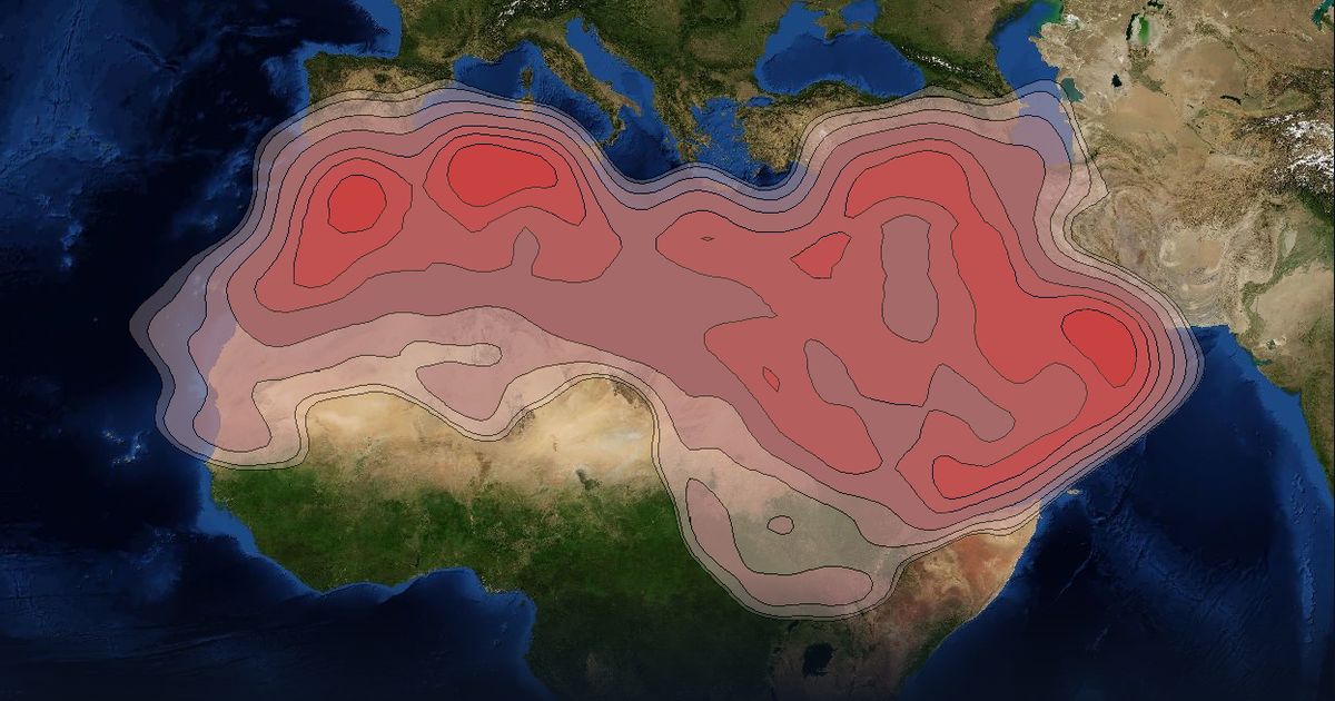 BADR 6 Ku-band BSS Beam beam footprint coverage map, Ku band