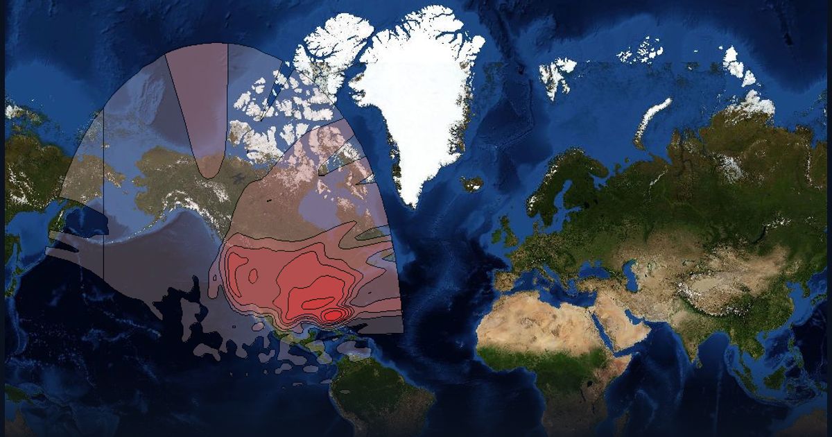 Ciel 2 Ku-band Conus and Canada Beam beam footprint coverage map, Ku band