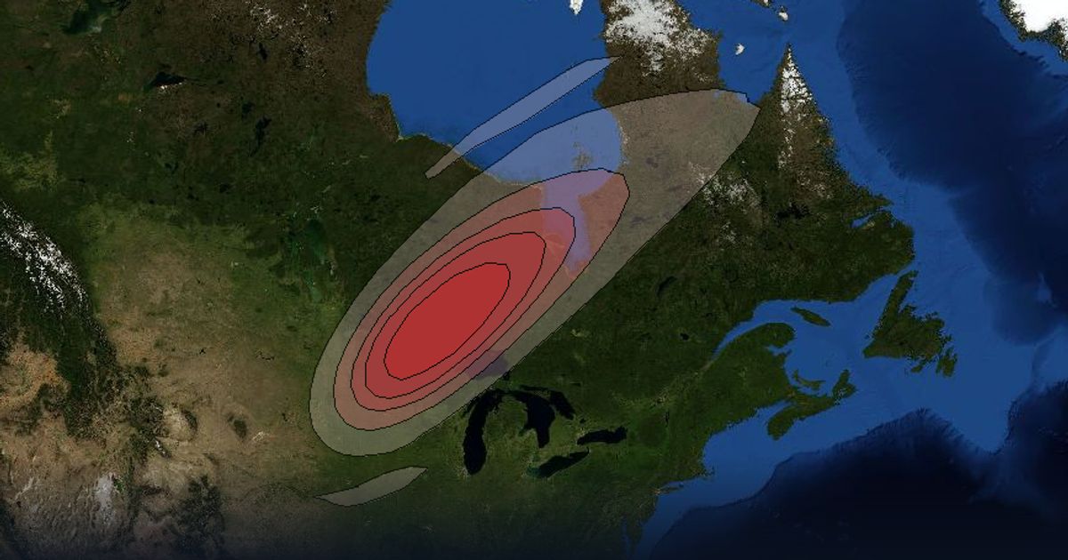 Ciel 2 Ku-band NEMinnesotaSB9 Spot Beam beam footprint coverage map, Ku band