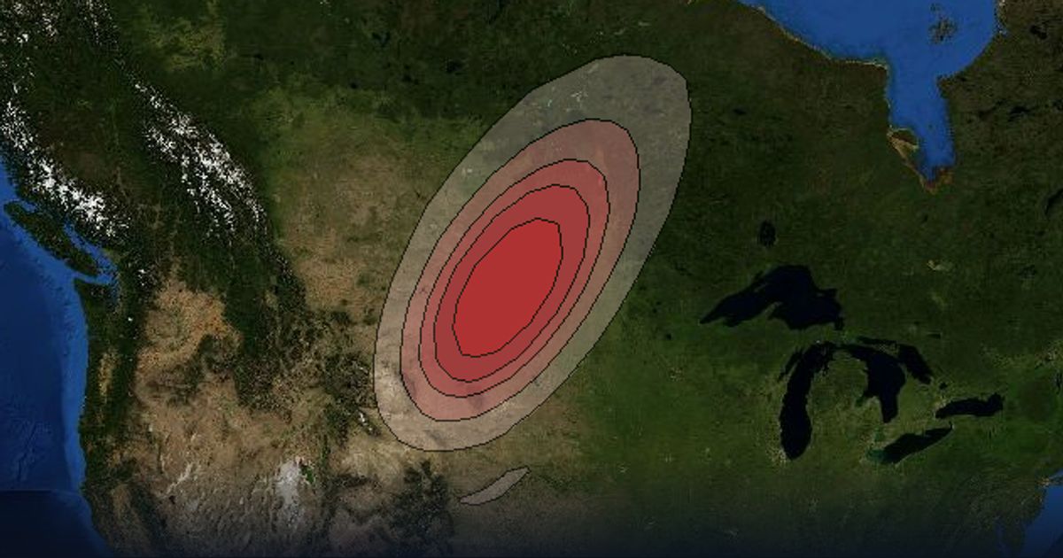 Ciel 2 Ku-band WesternNDakotaSB7 Spot Beam beam footprint coverage map, Ku band
