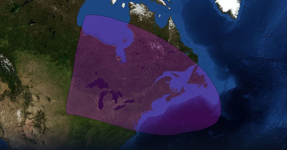 Intelsat 603 C-band North-East Zone Beam beam footprint coverage map, C band