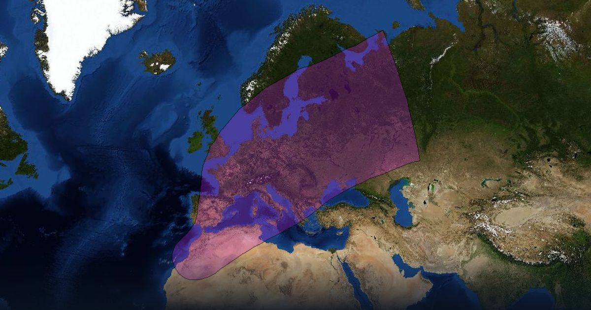 Intelsat 603 C-band North-West Zone Beam beam footprint coverage map, C band