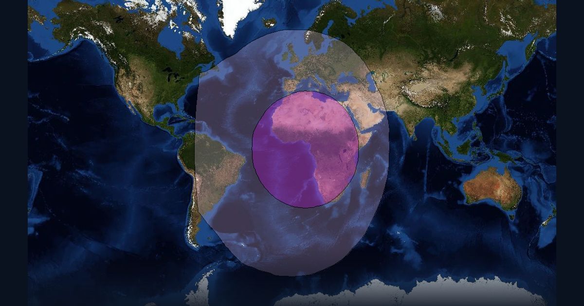 Intelsat 603 C-band Global A Beam beam footprint coverage map, C band