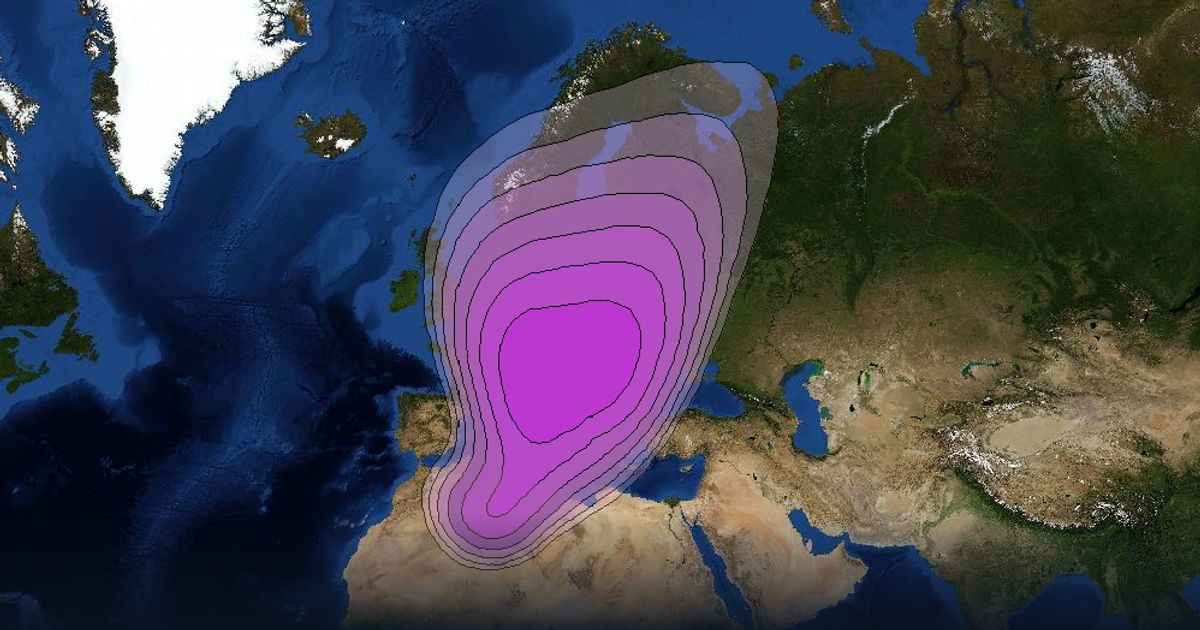 Intelsat 603 C-band North East Zone Beam beam footprint coverage map, C band
