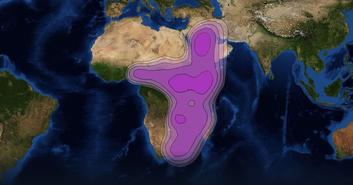 Intelsat 603 C-band South East Zone beam beam footprint coverage map, C band