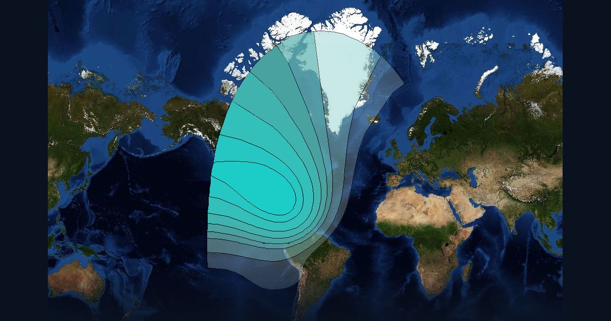 Inmarsat-3F4 L-band Region 3 (AOR-W-4-0) beam beam footprint coverage map, L band
