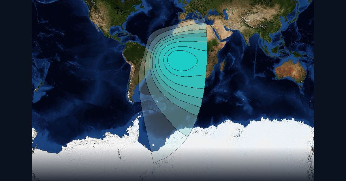 Inmarsat-3F4 L-band Region 5 (AOR-W-7-0) beam beam footprint coverage map, L band