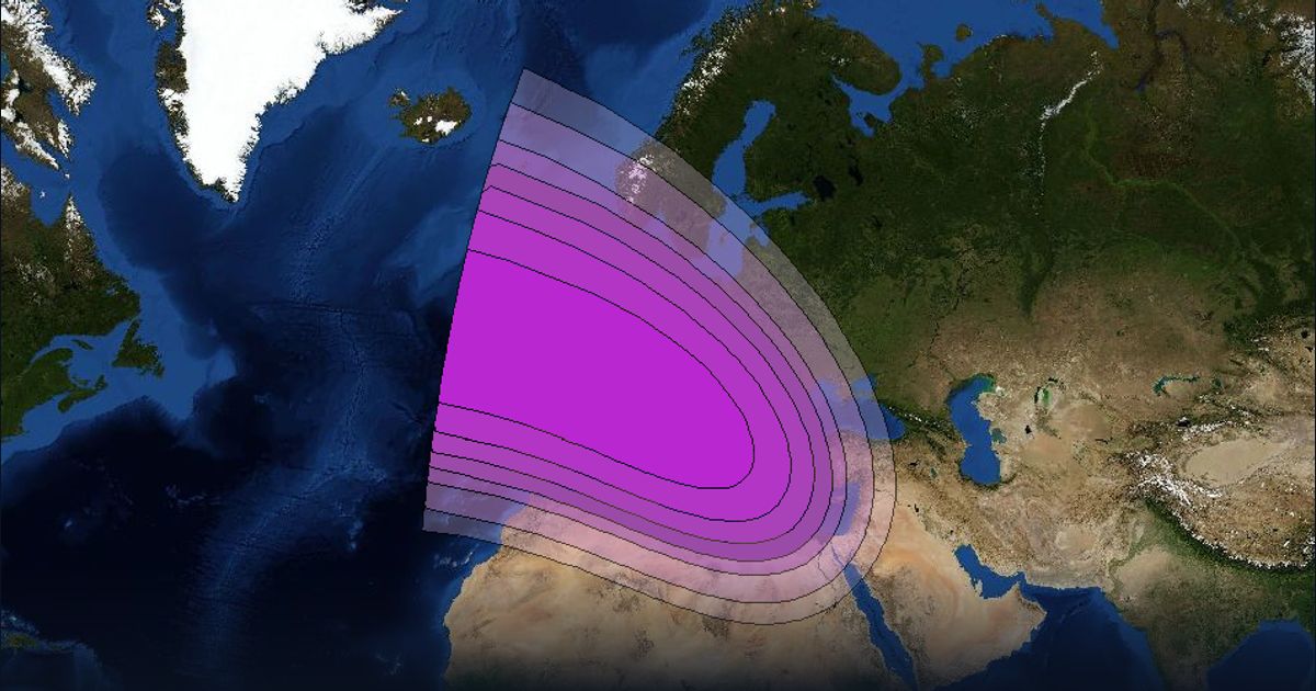 Intelsat 33e C-band Spot4 User beam beam footprint coverage map, C band