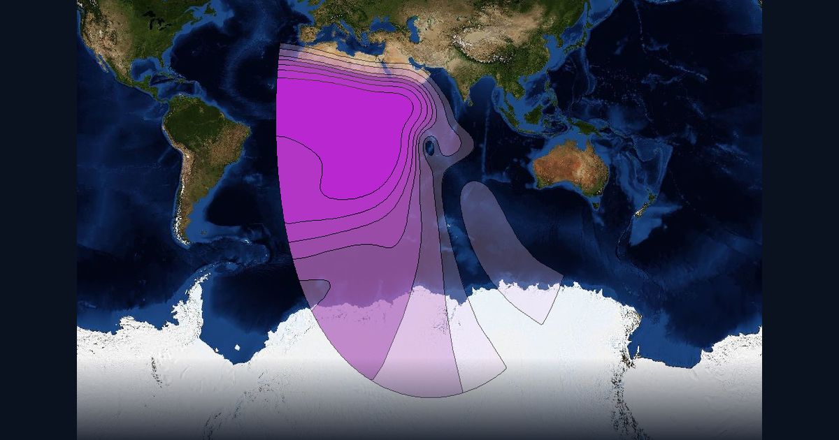 Intelsat 33e C-band Sub-Saharan beam beam footprint coverage map, C band
